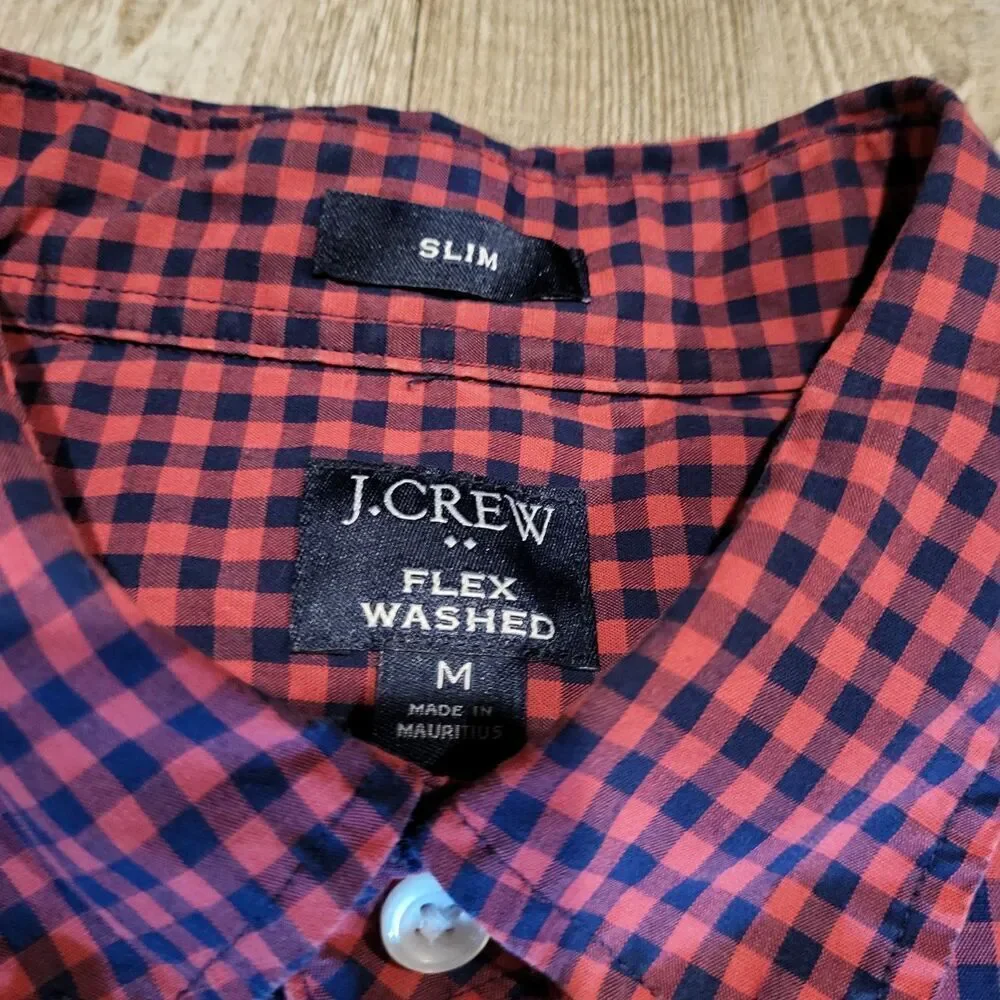 J.Crew Slim Fit Flex Washed Long Sleeved Plaid Button Up Men's Size Medium